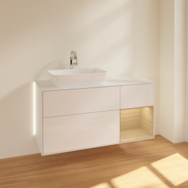 Тумба под раковину Villeroy & Boch Finion 120х50,1 см с подсветкой МДФ глянцевый белый лак/стекло белое матовое G811PCGF