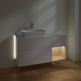 Тумба под раковину Villeroy & Boch Finion 120х50,1 см с подсветкой МДФ глянцевый белый лак/стекло белое матовое G811PCGF