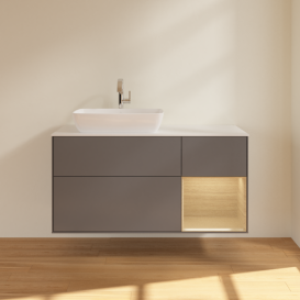 Тумба під раковину Villeroy & Boch Finion 120х50,1 см із підсвічуванням МДФ антрацит матовий лак/скло біле матове G811PCGK