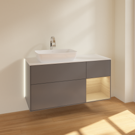 Тумба під раковину Villeroy & Boch Finion 120х50,1 см із підсвічуванням МДФ антрацит матовий лак/скло біле матове G811PCGK