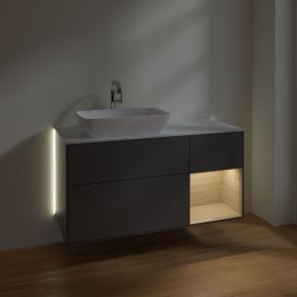 Тумба під раковину Villeroy & Boch Finion 120х50,1 см із підсвічуванням МДФ антрацит матовий лак/скло біле матове G811PCGK