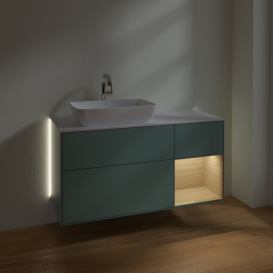 Тумба под раковину Villeroy & Boch Finion 120х50,1 см с подсветкой МДФ оливковый матовый лак/стекло белое матовое G811PCGM