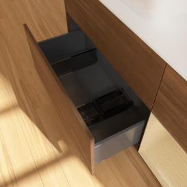 Тумба под раковину Villeroy & Boch Finion 120х50,1 см с подсветкой МДФ шпон грецкого ореха/стекло белое матовое G811PCGN