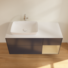 Тумба под раковину Villeroy & Boch Finion 120х50,1 см с подсветкой МДФ темно-синий матовый лак/стекло белое матовое G811PCHG