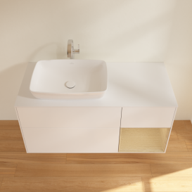 Тумба под раковину Villeroy & Boch Finion 120х50,1 см с подсветкой МДФ белый матовый лак/стекло белое матовое G811PCMT