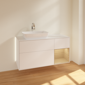 Тумба под раковину Villeroy & Boch Finion 120х50,1 см с подсветкой МДФ белый матовый лак/стекло белое матовое G811PCMT