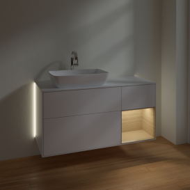 Тумба под раковину Villeroy & Boch Finion 120х50,1 см с подсветкой МДФ белый матовый лак/стекло белое матовое G811PCMT