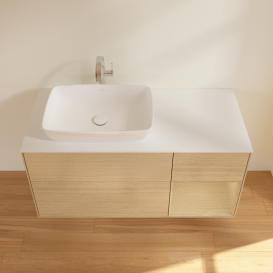 Тумба под раковину Villeroy & Boch Finion 120х50,1 см с подсветкой МДФ шпон дуба/стекло белое матовое G811PCPC