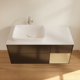 Тумба под раковину Villeroy & Boch Finion 120х50,1 см с подсветкой МДФ черный матовый лак/стекло белое матовое G811PCPD