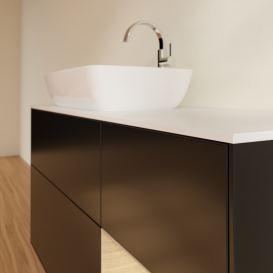 Тумба под раковину Villeroy & Boch Finion 120х50,1 см с подсветкой МДФ черный матовый лак/стекло белое матовое G811PCPD