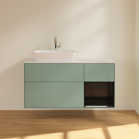 Тумба под раковину Villeroy & Boch Finion 120х50,1 см с подсветкой МДФ оливковый матовый лак/стекло белое матовое G811PDGM