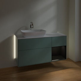 Тумба под раковину Villeroy & Boch Finion 120х50,1 см с подсветкой МДФ оливковый матовый лак/стекло белое матовое G811PDGM