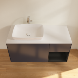 Тумба під раковину Villeroy & Boch Finion 120х50,1 см із підсвічуванням МДФ темно-синій матовий лак/скло біле матове G811PDHG