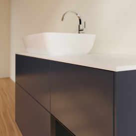 Тумба під раковину Villeroy & Boch Finion 120х50,1 см із підсвічуванням МДФ темно-синій матовий лак/скло біле матове G811PDHG
