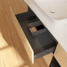 Тумба под раковину Villeroy & Boch Finion 120х50,1 см с подсветкой МДФ шпон дуба/стекло белое матовое G811PDPC