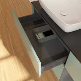 Тумба под раковину Villeroy & Boch Finion 120х50,1 см с подсветкой МДФ оливковый матовый лак/стекло черное матовое G812GKGM