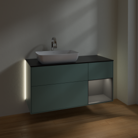 Тумба под раковину Villeroy & Boch Finion 120х50,1 см с подсветкой МДФ оливковый матовый лак/стекло черное матовое G812GKGM