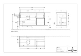 Тумба под раковину Villeroy & Boch Finion 120х50,1 см с подсветкой МДФ темно-синий матовый лак/стекло черное матовое G812GKHG