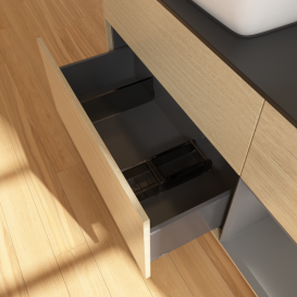 Тумба под раковину Villeroy & Boch Finion 120х50,1 см с подсветкой МДФ шпон дуба/стекло черное матовое G812GKPC