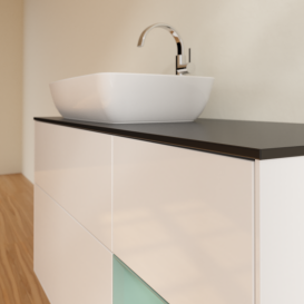 Тумба под раковину Villeroy & Boch Finion 120х50,1 см с подсветкой МДФ глянцевый белый лак/стекло черное матовое G812GMGF