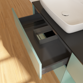 Тумба под раковину Villeroy & Boch Finion 120х50,1 см с подсветкой МДФ оливковый матовый лак/стекло черное матовое G812GMGM