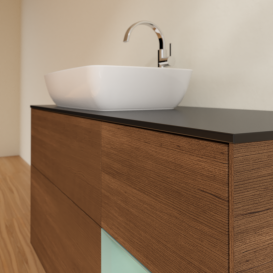 Тумба под раковину Villeroy & Boch Finion 120х50,1 см с подсветкой МДФ шпон грецкого ореха/стекло черное матовое G812GMGN