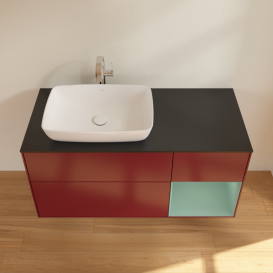 Тумба под раковину Villeroy & Boch Finion 120х50,1 см с подсветкой МДФ пион матовый лак/стекло черное матовое G812GMHB