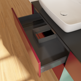 Тумба под раковину Villeroy & Boch Finion 120х50,1 см с подсветкой МДФ пион матовый лак/стекло черное матовое G812GMHB