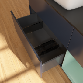 Тумба під раковину Villeroy & Boch Finion 120х50,1 см із підсвічуванням МДФ темно-синій матовий лак/скло чорне матове G812GMHG