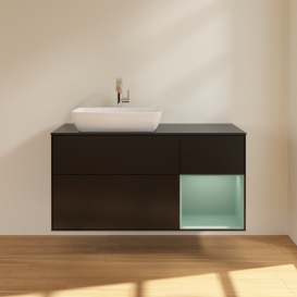 Тумба под раковину Villeroy & Boch Finion 120х50,1 см с подсветкой МДФ черный матовый лак/стекло черное матовое G812GMPD