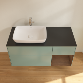 Тумба под раковину Villeroy & Boch Finion 120х50,1 см с подсветкой МДФ оливковый матовый лак/стекло черное матовое G812GNGM