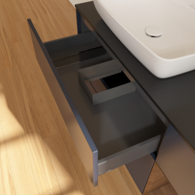 Тумба под раковину Villeroy & Boch Finion 120х50,1 см с подсветкой МДФ темно-синий матовый лак/стекло черное матовое G812GNHG