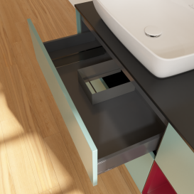 Тумба под раковину Villeroy & Boch Finion 120х50,1 см с подсветкой МДФ оливковый матовый лак/стекло черное матовое G812HBGM