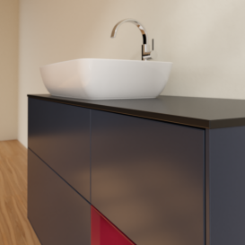 Тумба под раковину Villeroy & Boch Finion 120х50,1 см с подсветкой МДФ темно-синий матовый лак/стекло черное матовое G812HBHG