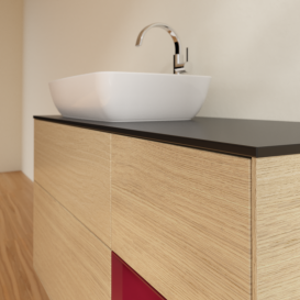 Тумба под раковину Villeroy & Boch Finion 120х50,1 см с подсветкой МДФ шпон дуба/стекло черное матовое G812HBPC