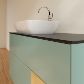 Тумба под раковину Villeroy & Boch Finion 120х50,1 см с подсветкой МДФ оливковый матовый лак/стекло черное матовое G812HFGM