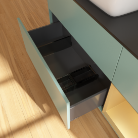 Тумба под раковину Villeroy & Boch Finion 120х50,1 см с подсветкой МДФ оливковый матовый лак/стекло черное матовое G812HFGM