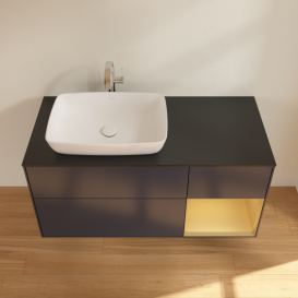 Тумба под раковину Villeroy & Boch Finion 120х50,1 см с подсветкой МДФ темно-синий матовый лак/стекло черное матовое G812HFHG