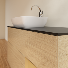 Тумба под раковину Villeroy & Boch Finion 120х50,1 см с подсветкой МДФ шпон дуба/стекло черное матовое G812HFPC