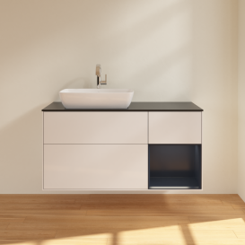 Тумба под раковину Villeroy & Boch Finion 120х50,1 см с подсветкой МДФ глянцевый белый лак/стекло черное матовое G812HGGF