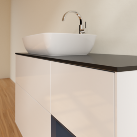 Тумба под раковину Villeroy & Boch Finion 120х50,1 см с подсветкой МДФ глянцевый белый лак/стекло черное матовое G812HGGF