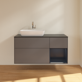 Тумба под раковину Villeroy & Boch Finion 120х50,1 см с подсветкой МДФ антрацит матовый лак/стекло черное матовое G812HGGK