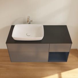 Тумба под раковину Villeroy & Boch Finion 120х50,1 см с подсветкой МДФ антрацит матовый лак/стекло черное матовое G812HGGK