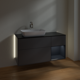 Тумба под раковину Villeroy & Boch Finion 120х50,1 см с подсветкой МДФ антрацит матовый лак/стекло черное матовое G812HGGK
