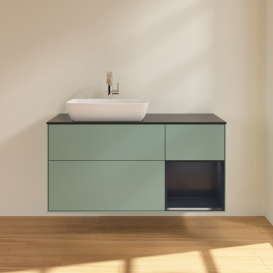 Тумба под раковину Villeroy & Boch Finion 120х50,1 см с подсветкой МДФ оливковый матовый лак/стекло черное матовое G812HGGM