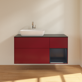 Тумба під раковину Villeroy & Boch Finion 120х50,1 см із підсвічуванням МДФ півонія матовий лак/скло чорне матове G812HGHB