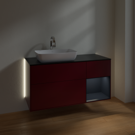 Тумба под раковину Villeroy & Boch Finion 120х50,1 см с подсветкой МДФ пион матовый лак/стекло черное матовое G812HGHB