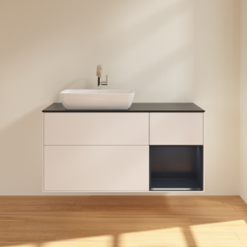 Тумба под раковину Villeroy & Boch Finion 120х50,1 см с подсветкой МДФ белый матовый лак/стекло черное матовое G812HGMT