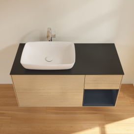 Тумба под раковину Villeroy & Boch Finion 120х50,1 см с подсветкой МДФ шпон дуба/стекло черное матовое G812HGPC