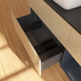 Тумба под раковину Villeroy & Boch Finion 120х50,1 см с подсветкой МДФ шпон дуба/стекло черное матовое G812HGPC